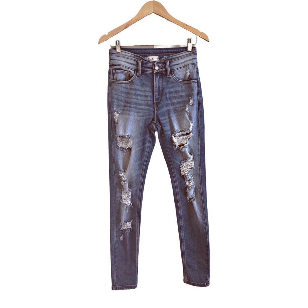 Kancan Distressed Mid Rise Skinny Jean SZ 26